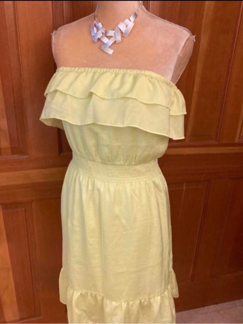 Strapless Ruffle Tier Yellow Sundress - Picture 9 of 9